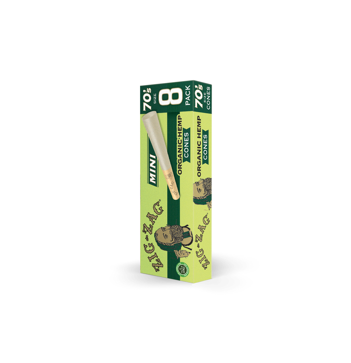 Zig-Zag Organic Hemp Mini Pre Rolled Cones 70's Size - 8 Pack